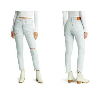 New Women's Levi's 501 Straight Leg Jeans distressed finish 32x28 Ankle Pants